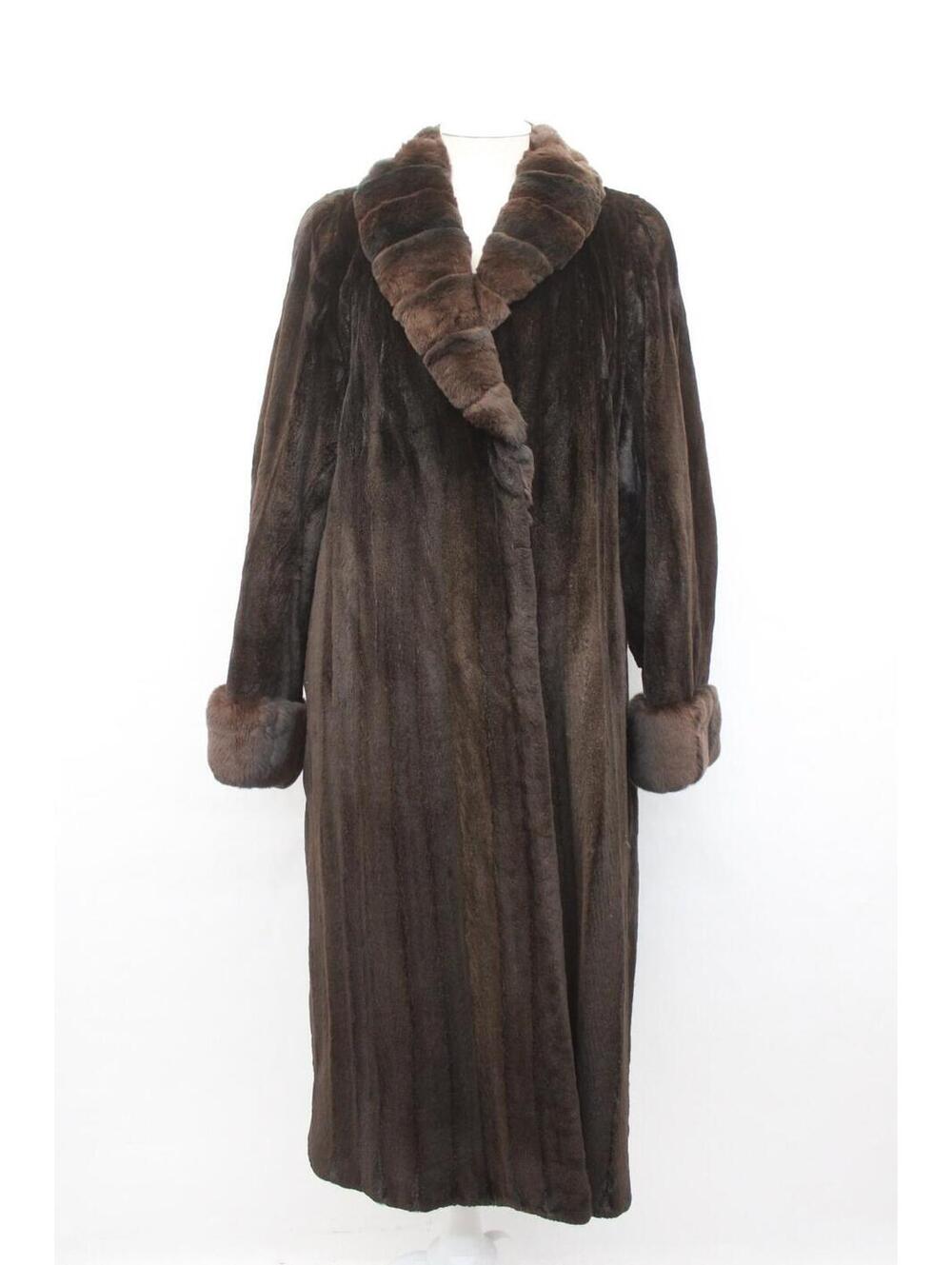 Excellent Sheared Dark Ranch Mink & Rex Fur Coat Jacket Women Woman Size 10 M